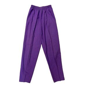 Vintage Purple Pull on Women's Tapered Legs Pants Size S High Waisted USA Made